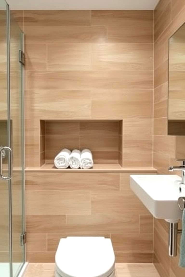 Creating a Half Wall with a Built In Tiled Shelf - 24 Half-wall Tile Bathroom Ideas