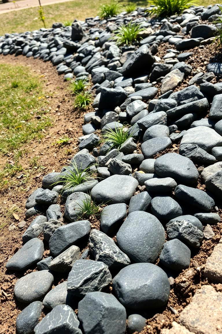 Creating a Rock Garden Edging - 24 Black River Rock Landscaping Ideas