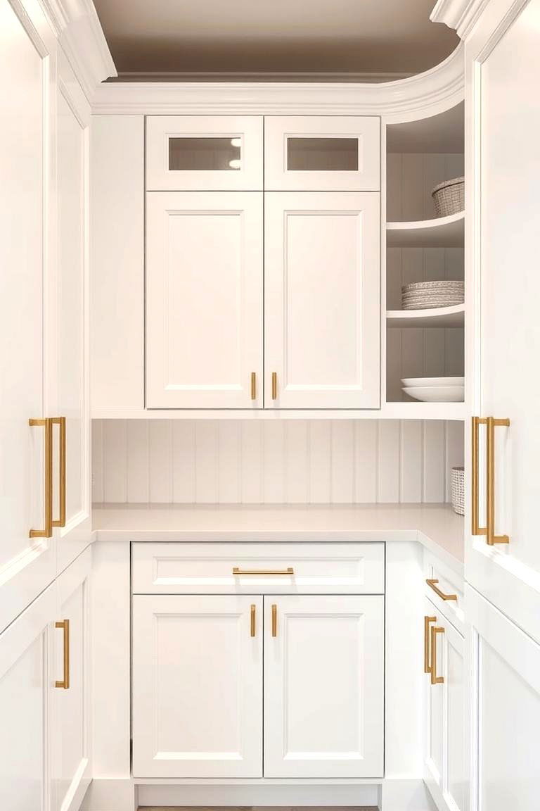 Creating a Sense of Luxury on a Budget - 24 White Kitchen Cabinets With Gold Hardwar