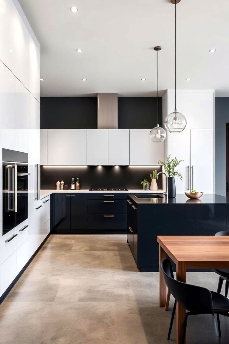 Creating a Striking Focal Point with a Blue Island - 24 White Kitchen Cabinets With Blue Island
