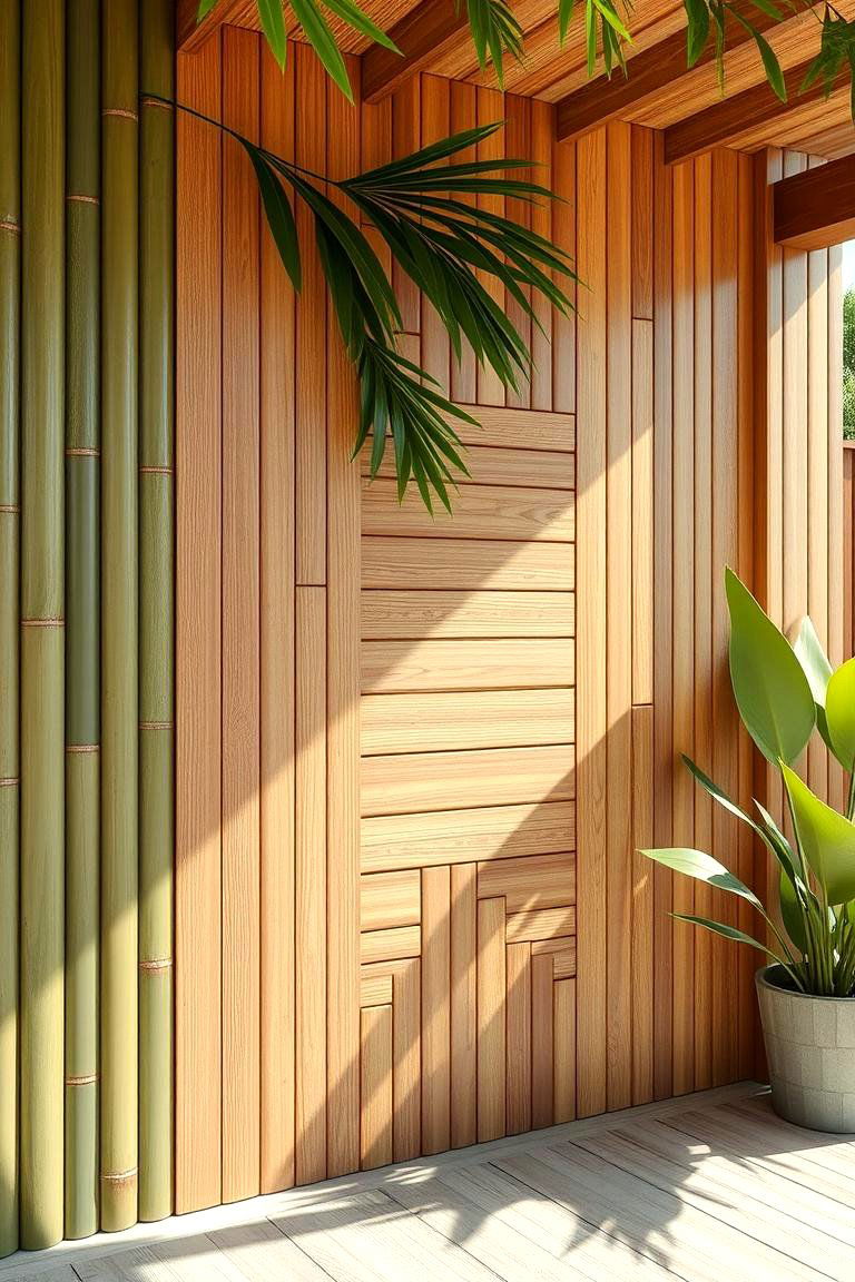 Creative Bamboo Panel Wall - 24 Inexpensive Retaining Wall Ideas