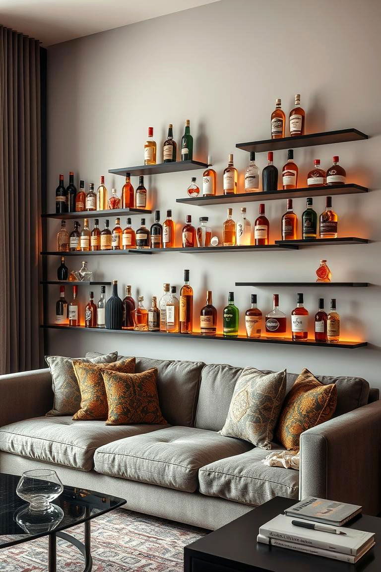 Creative Bottle Display - 24 Home Bar Ideas On A Budget