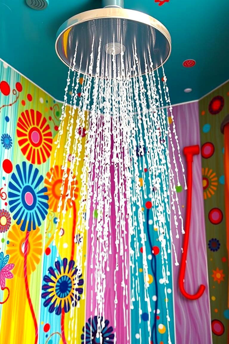 Creative Color Burst Shower - 24 Corner Shower Ideas