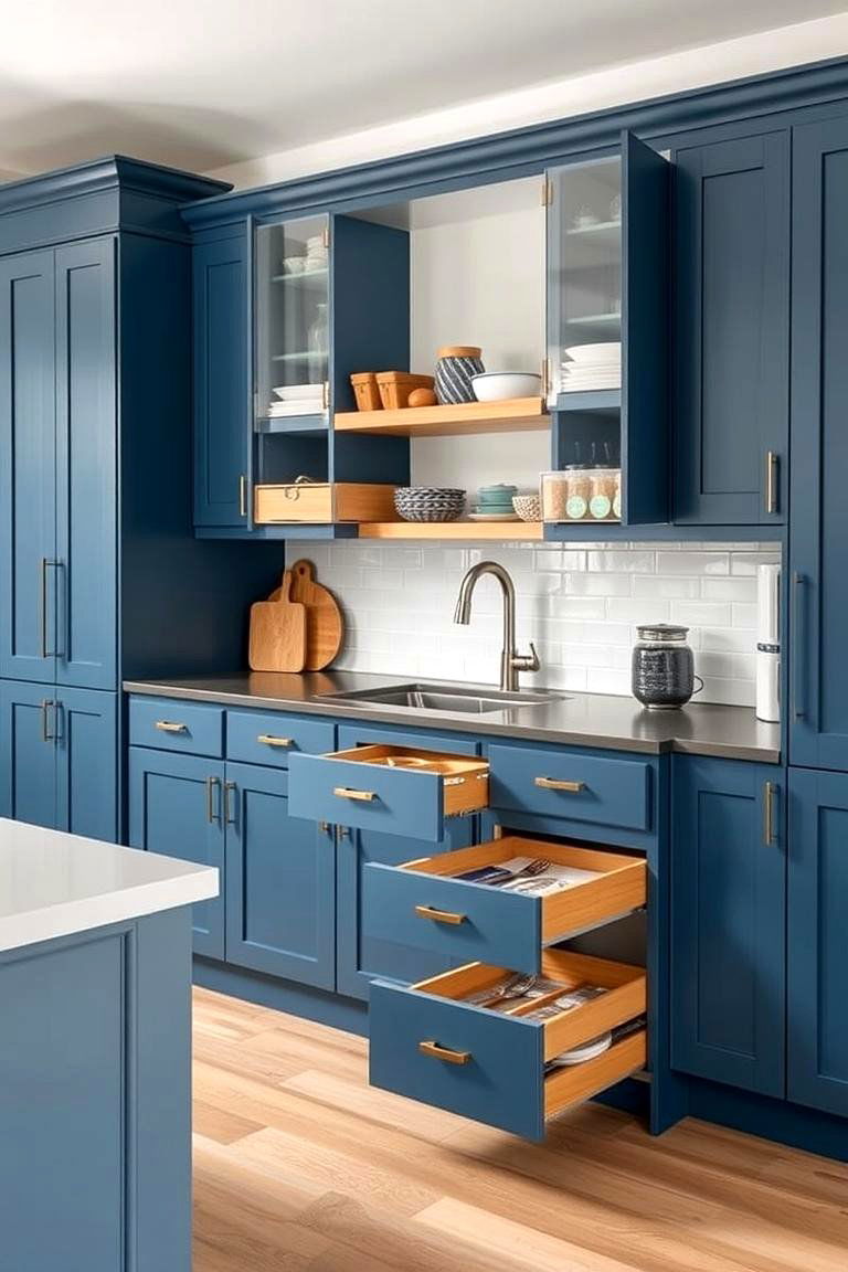 Creative Compartments for Modern Needs - 24 blue farmhouse kitchen cabinets