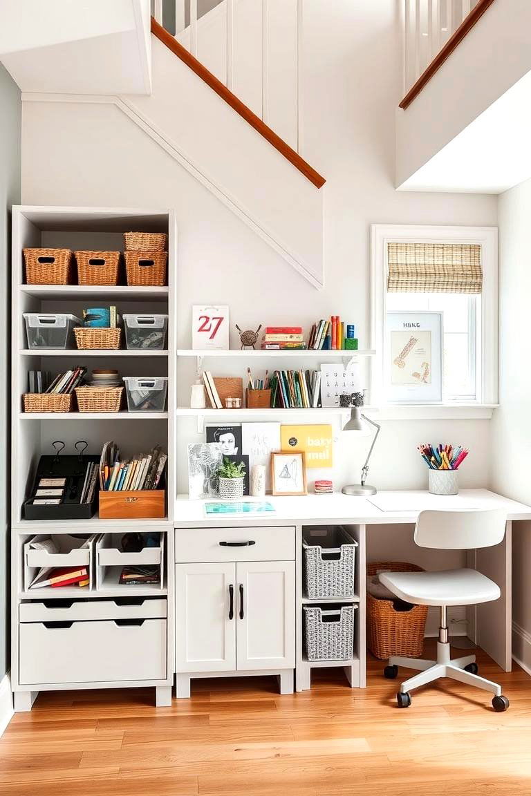 Creative Craft Station - 24 Under Stair Storage Ideas