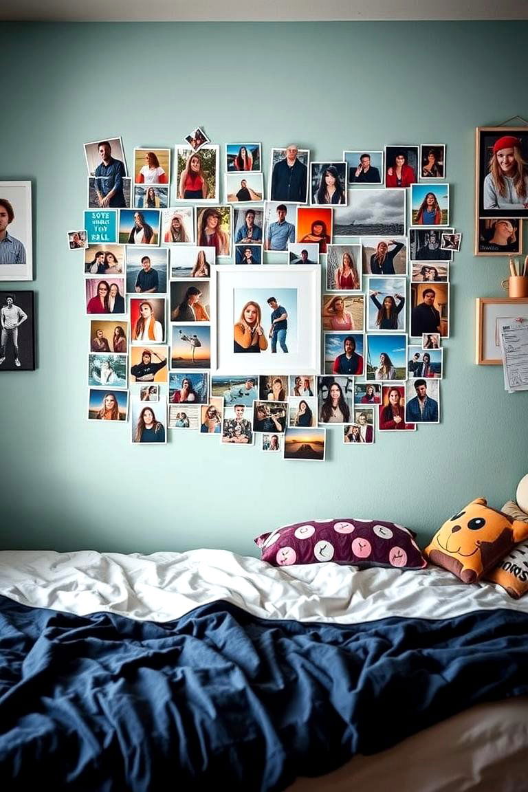 Creative DIY Photo Collage Display - 24 Boho Dorm Room Ideas