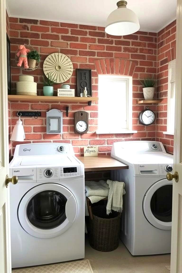 Creative DIY - 24 Brick Floor Laundry Room Ideas