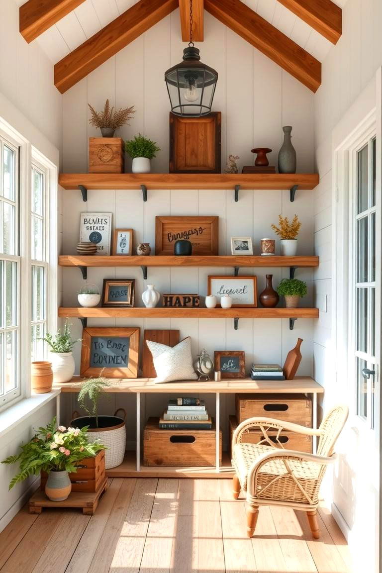 Creative Farmhouse Shelving Solutions - 24 Farmhouse Sunroom Ideas