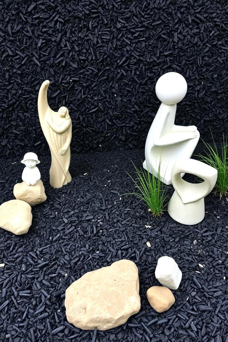 Creative Garden Art Displays - 24 Black Mulch Landscaping Ideas