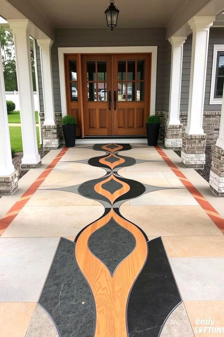 Creative Inlay Concrete Designs - 24 Concrete Porch Ideas