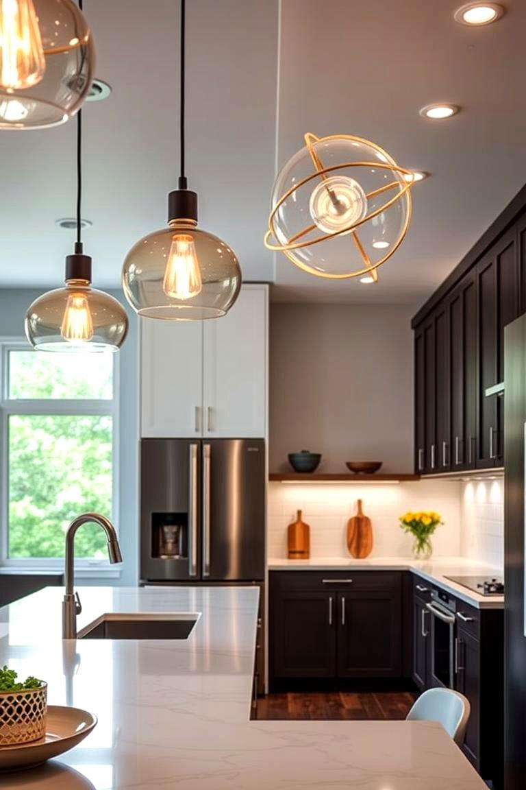 Creative Lighting Fixtures - 24 Cashmere Kitchen Ideas