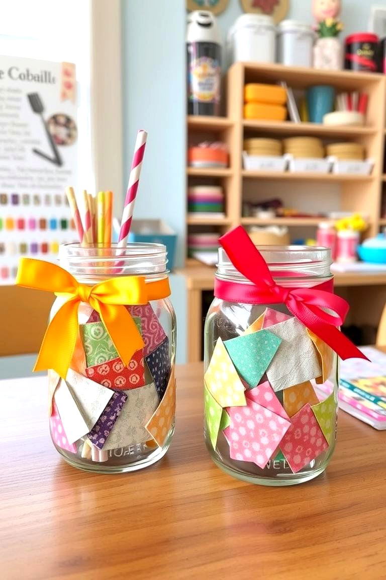 Creative Mason Jars with Fabric and Ribbons - 24 Mason Jar Centerpiece Ideas