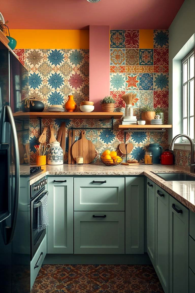 Creative Mix of Patterns and Colors - 24 Maximalist Kitchen Decor Ideas