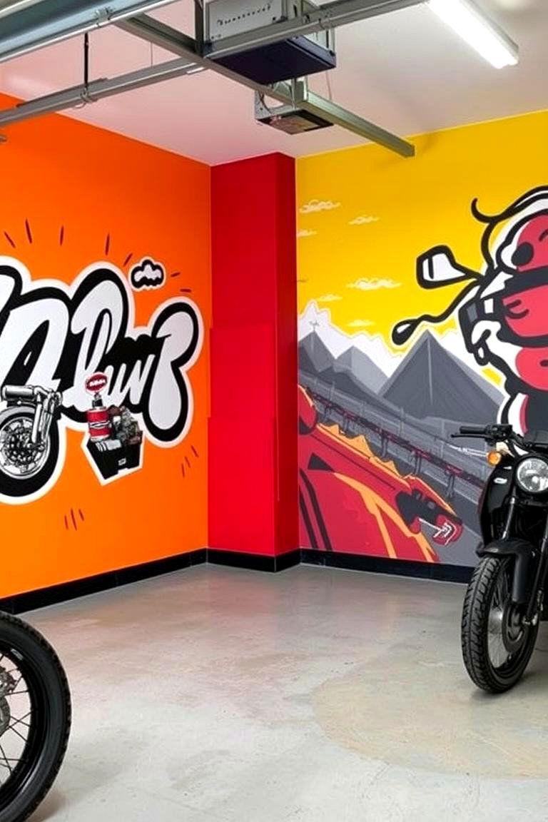 Creative Paint and Mural Walls - 24 Motorcycle Garage Ideas