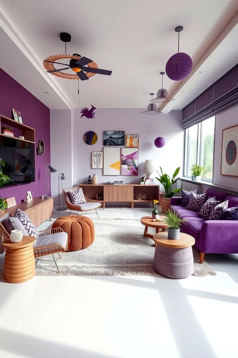 Creative Purple Mix - 24 Purple Living Room Ideas