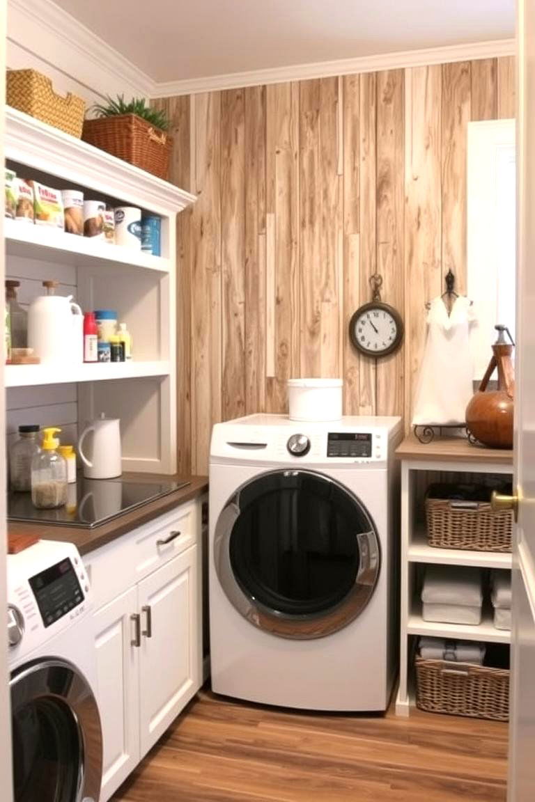 Creative Shiplap Hutch for Supplies - 24 Shiplap Laundry Room Ideas