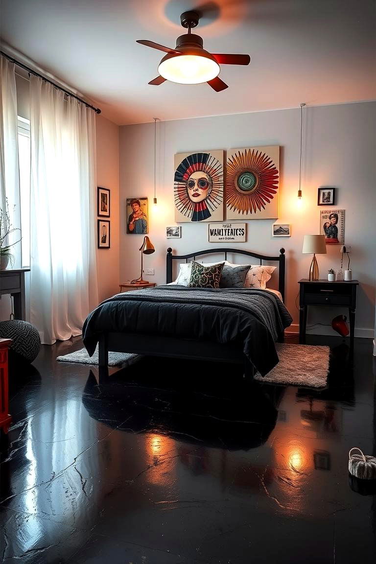 Creative Statement Black Floor Bedroom - 24 Black Floor Bedroom Ideas