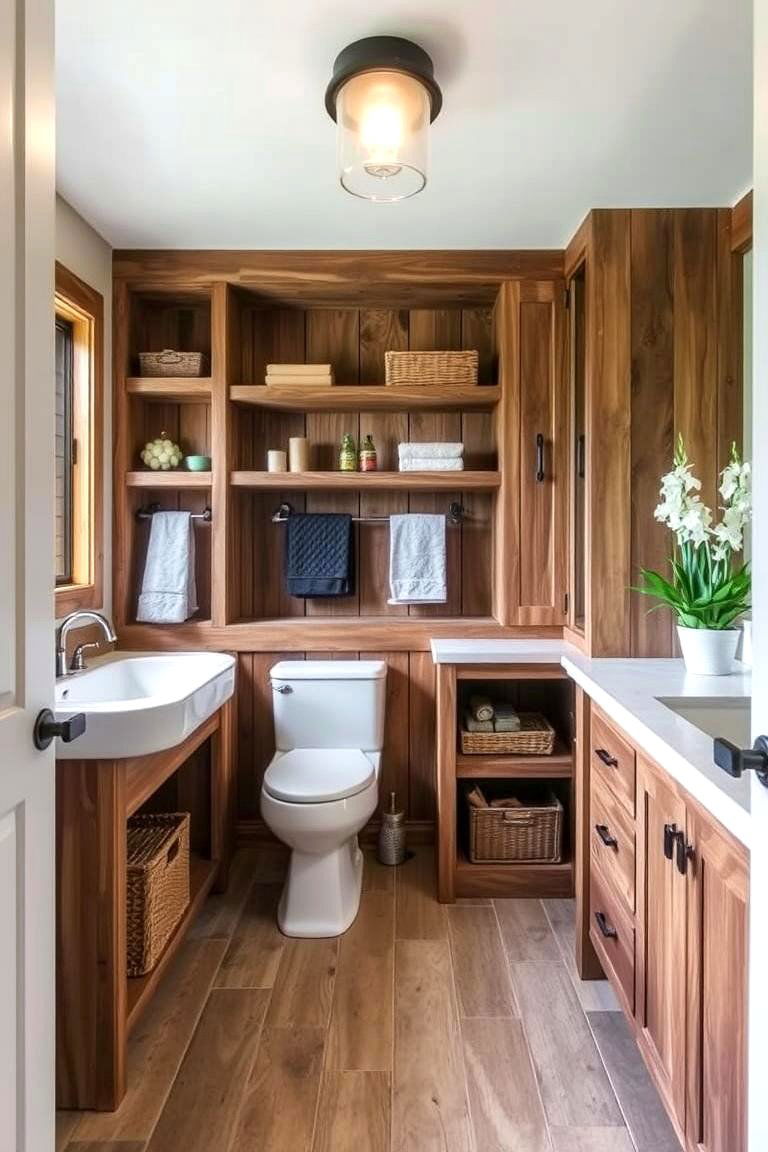 Creative Storage Solutions in Barn Bathroom - 24 Barndominium Bathroom Ideas