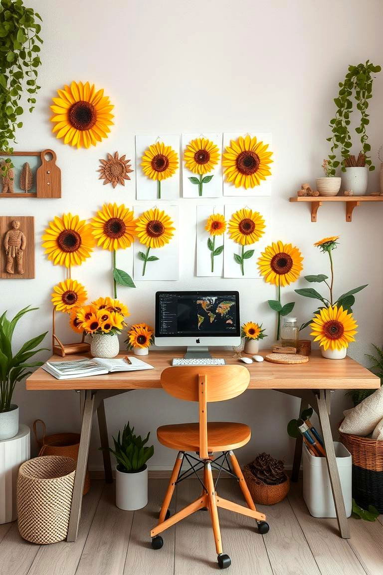 Creative Sunflower DIY Crafts - 24 Sunflower Bedroom Ideas