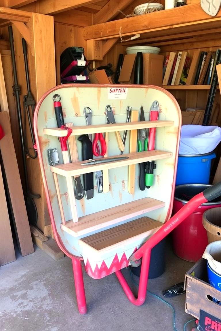 Creative Tool Organizer - 24 Old Wheelbarrow Ideas