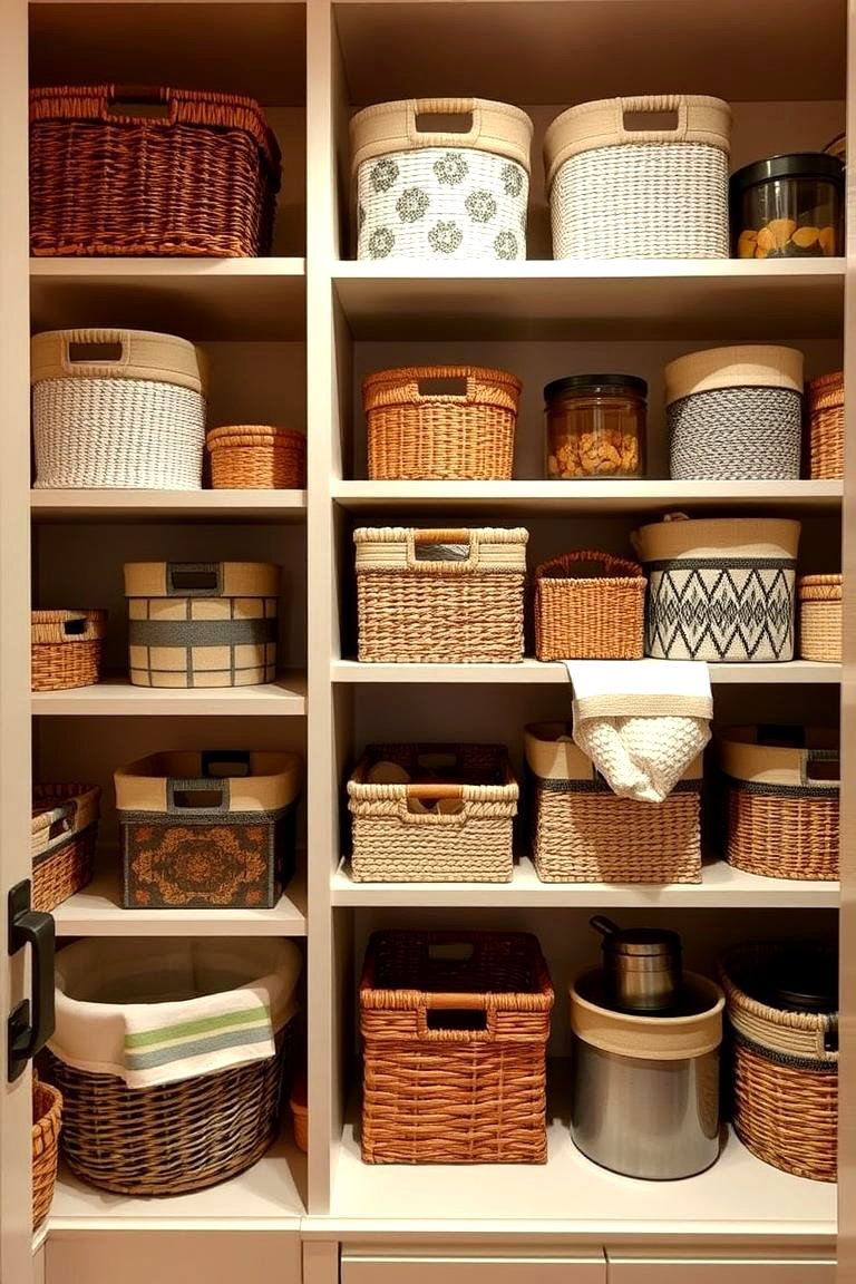 Creative Use of Baskets and Bins - 24 Small Pantry Ideas