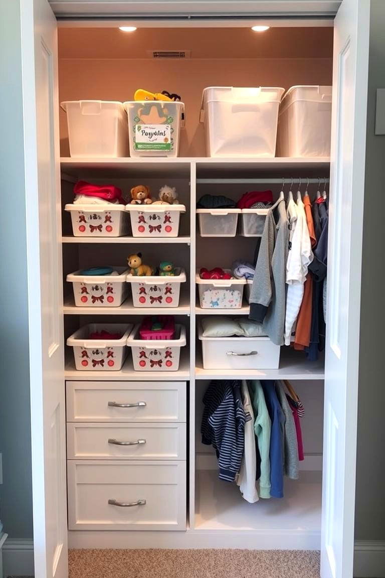 Creative Use of Closet Space with Organizers - 24 Playroom Storage Ideas
