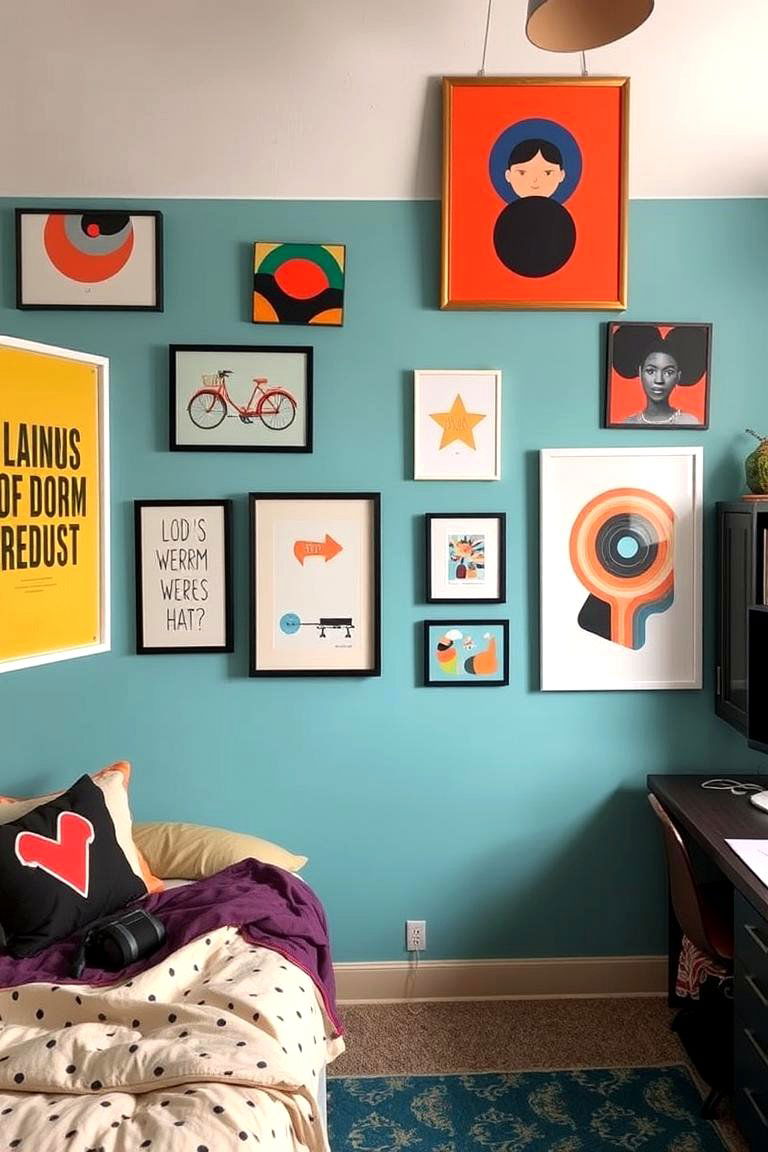 Creative Wall Art Display - 24 Dorm Room Decorating Ideas