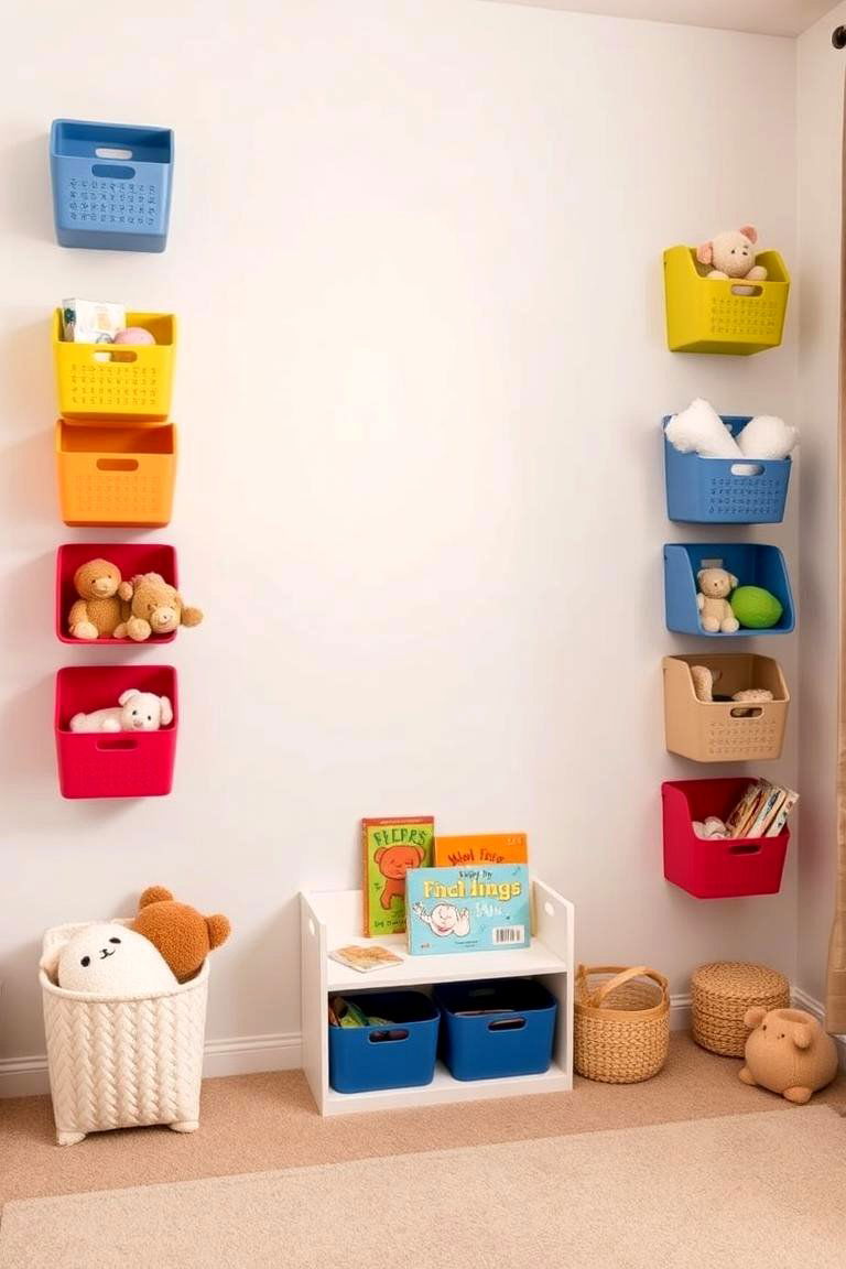 Creative Wall Mounted Storage Baskets - 24 Playroom Storage Ideas