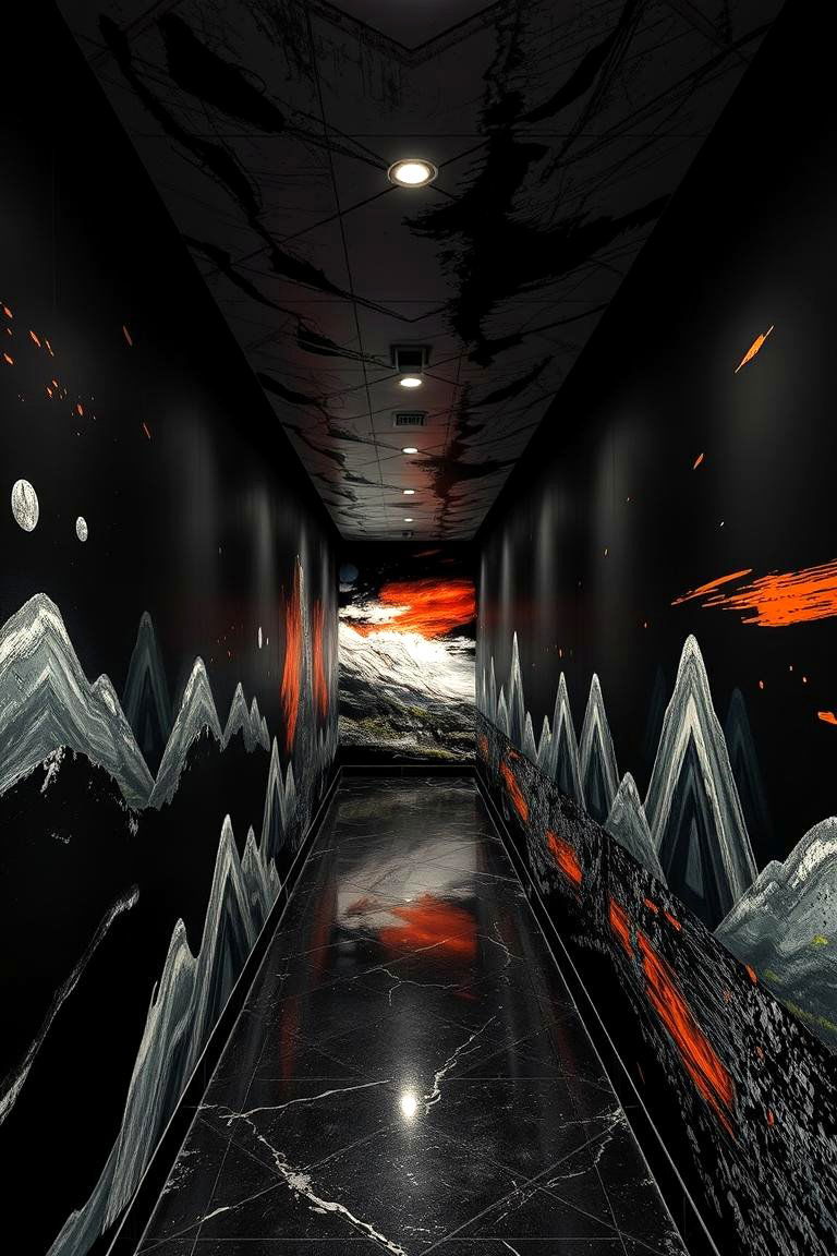 Creative Wall Murals - 24 Black Hallway Ideas