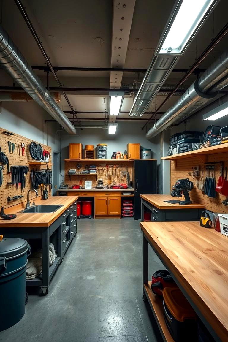 Creative Workshop Area - 24 basement decorating ideas