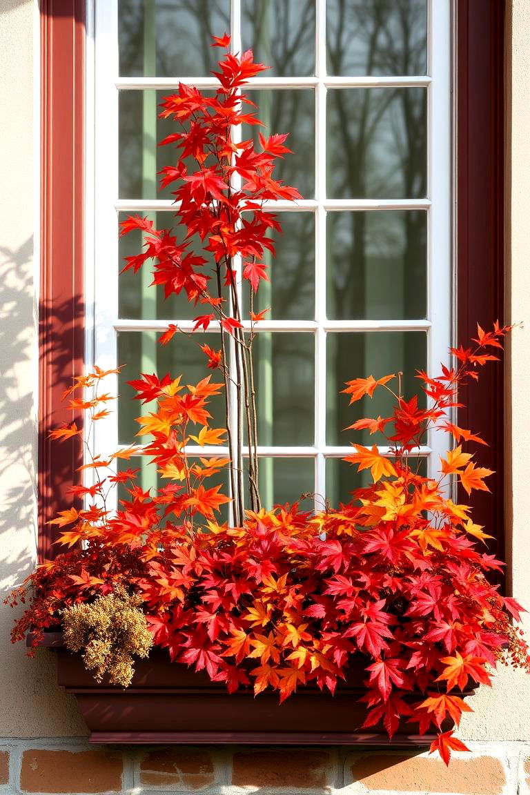 Crisp Autumn Foliage - 24 Fall Window Box Ideas