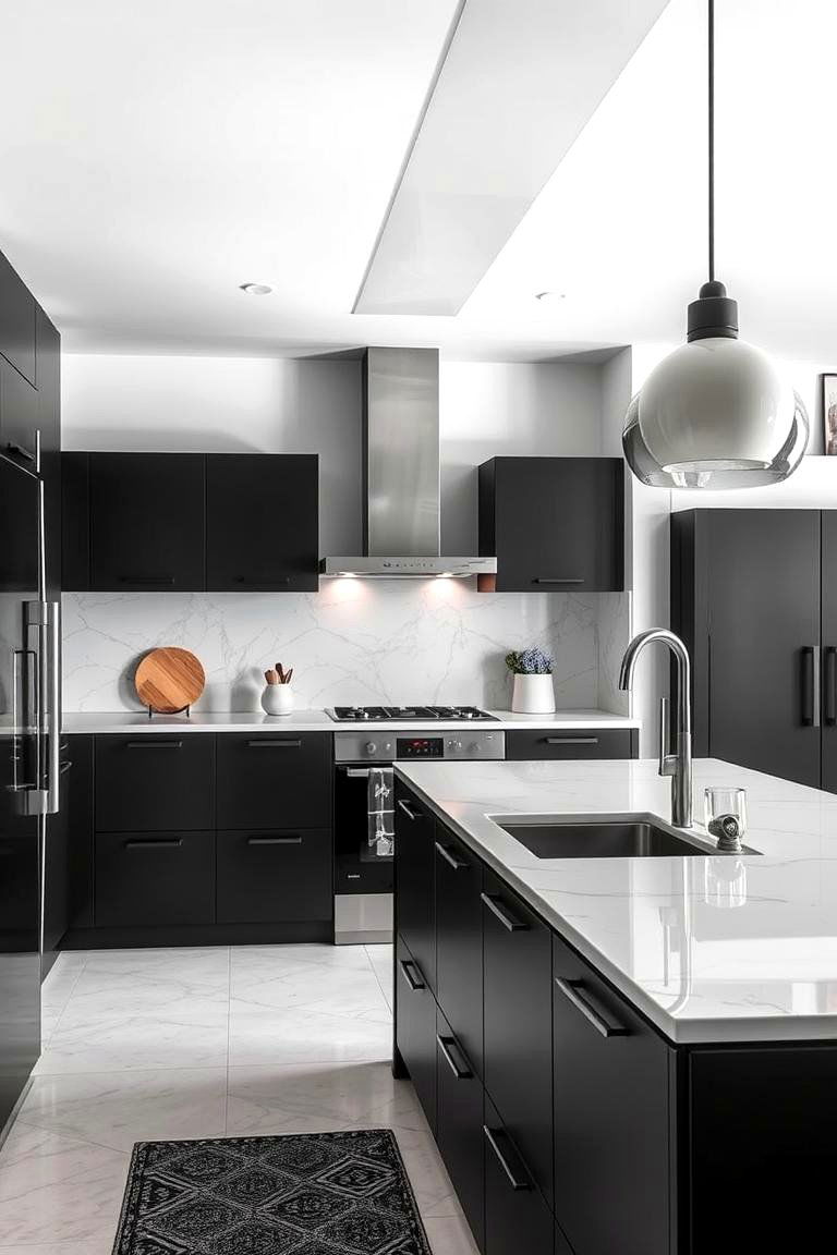 Crisp Black and Gray Contrasts - 24 Gray and Black Kitchen Ideas