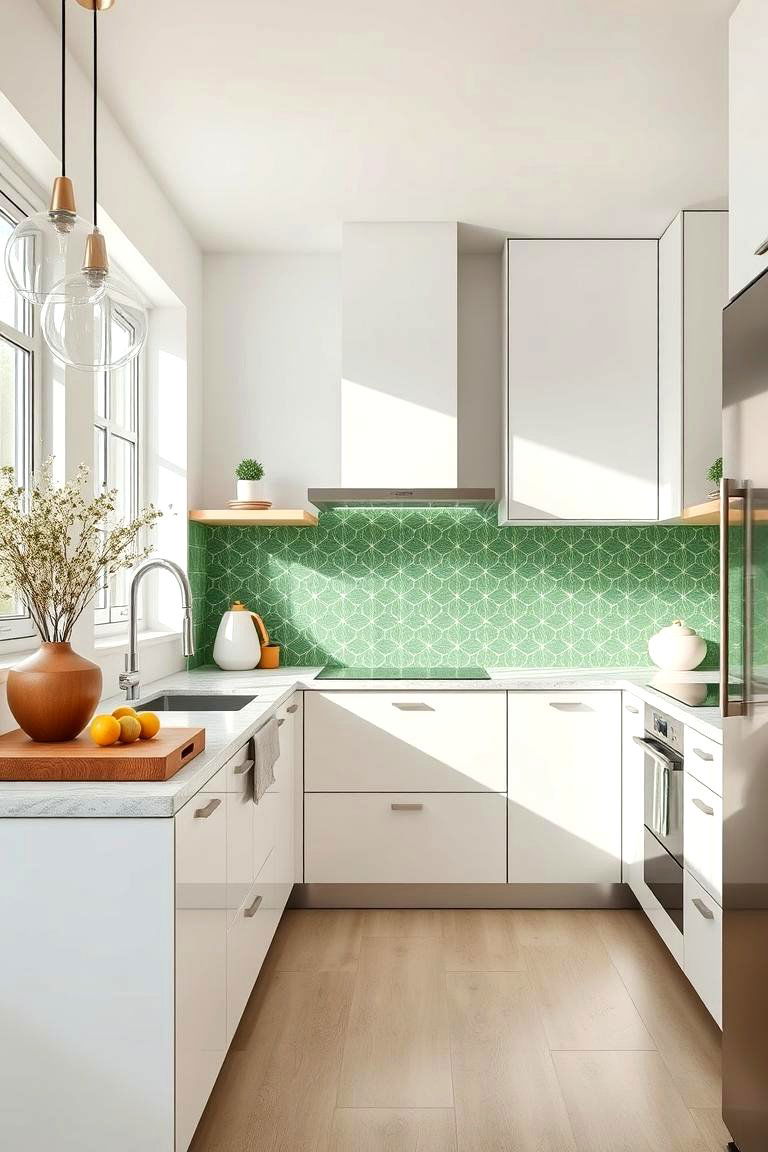 Crisp Green Accents - 24 Kitchen With Green Backsplash Ideas