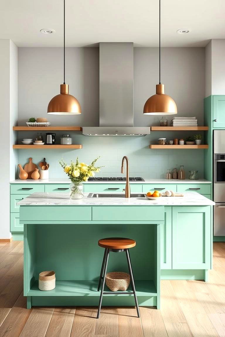 Crisp Mint Freshness - 24 Kitchen Island Color Ideas