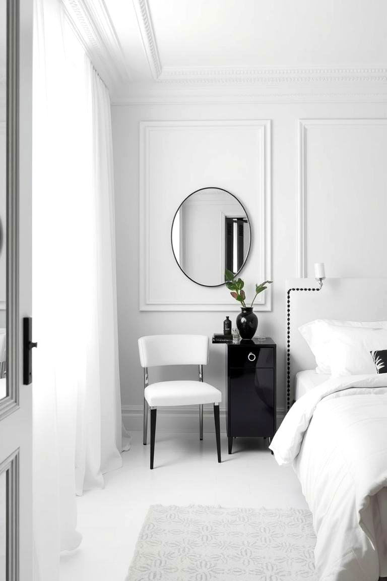 Crisp White Elegance - 24 Black and White Bedroom Ideas