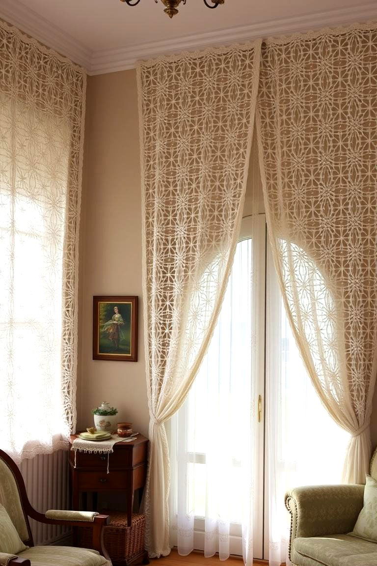 Crochet Curtains for a Vintage Handmade Feel - 24 Living Room Curtain Ideas