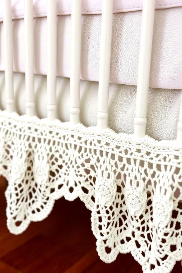 Crochet or Lace Crib Skirt for Delicate Detail - 24 Vintage Nursery Ideas