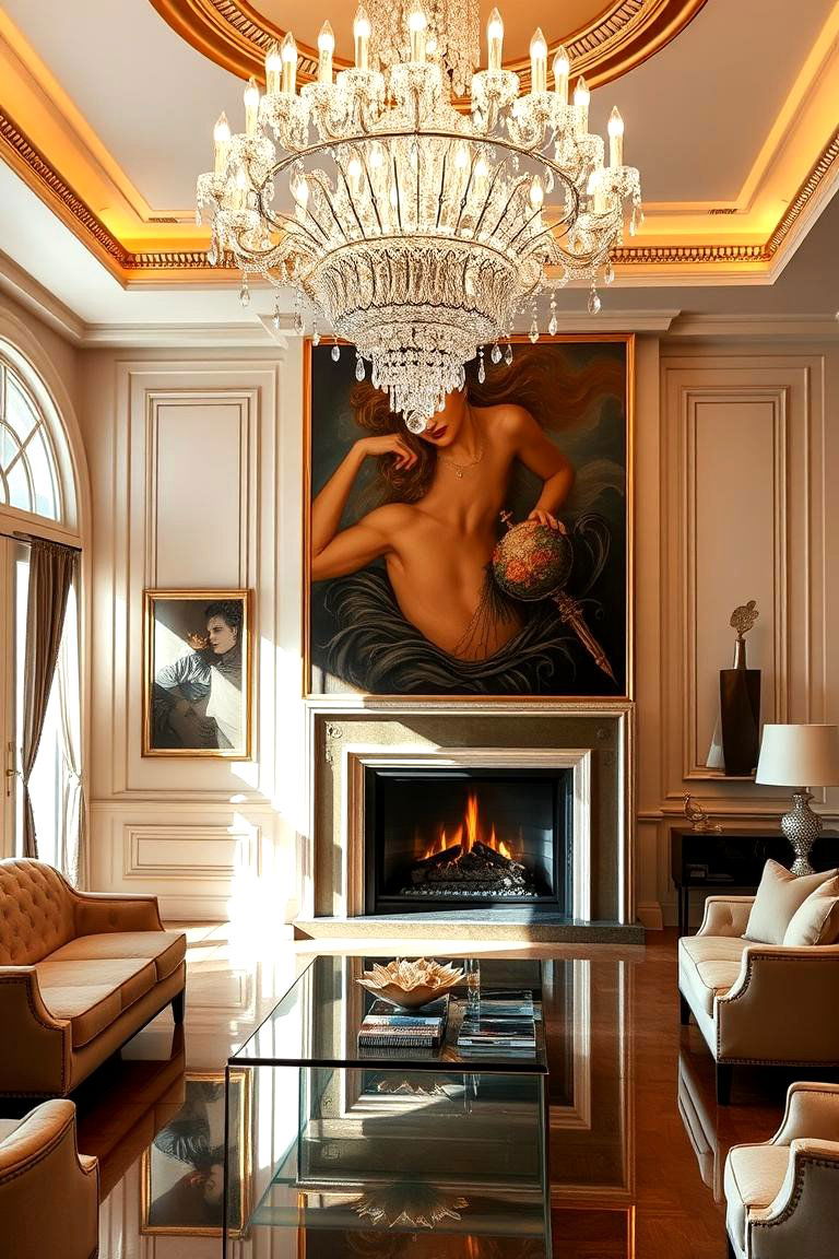 Crystal Accent Lighting for Glamour - 24 Fireplace Lighting Ideas