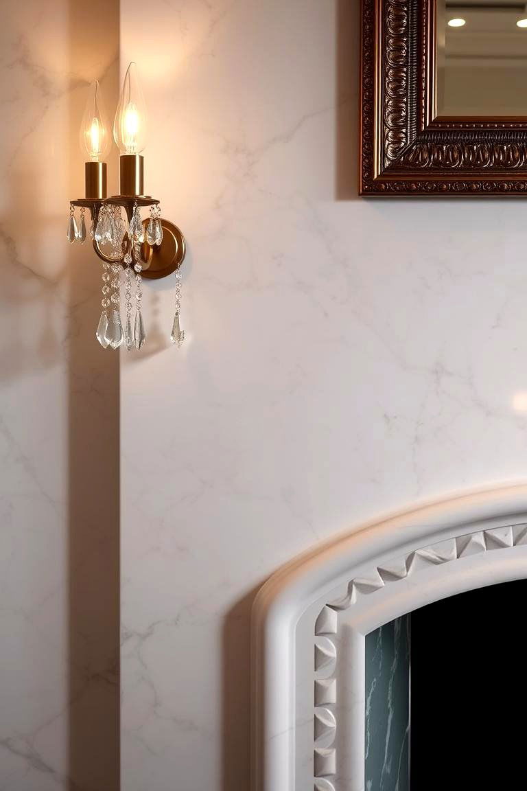 Crystal Accented Sconce - 24 Fireplace Sconces Ideas