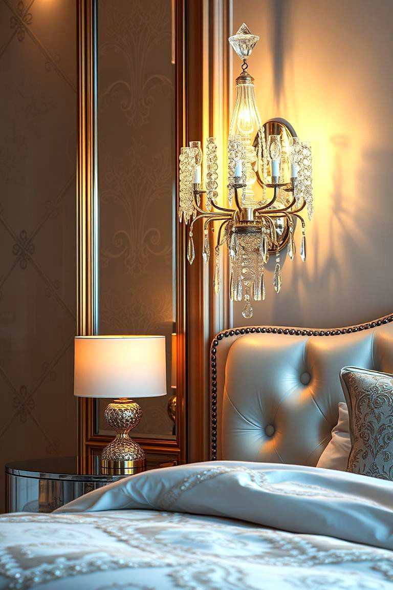 Crystal Accented Sconce - 24 Bedroom Wall Sconce Ideas