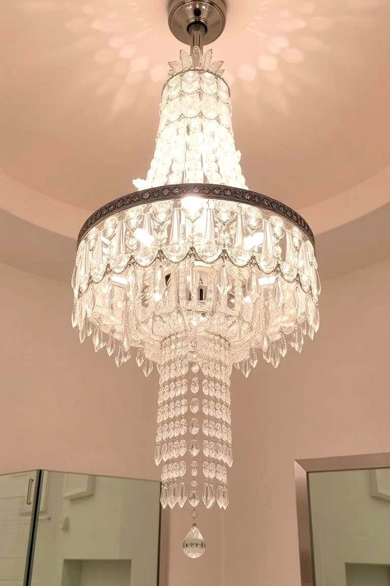 Crystal Cascading Chandelier - 24 Bathroom Chandelier Ideas