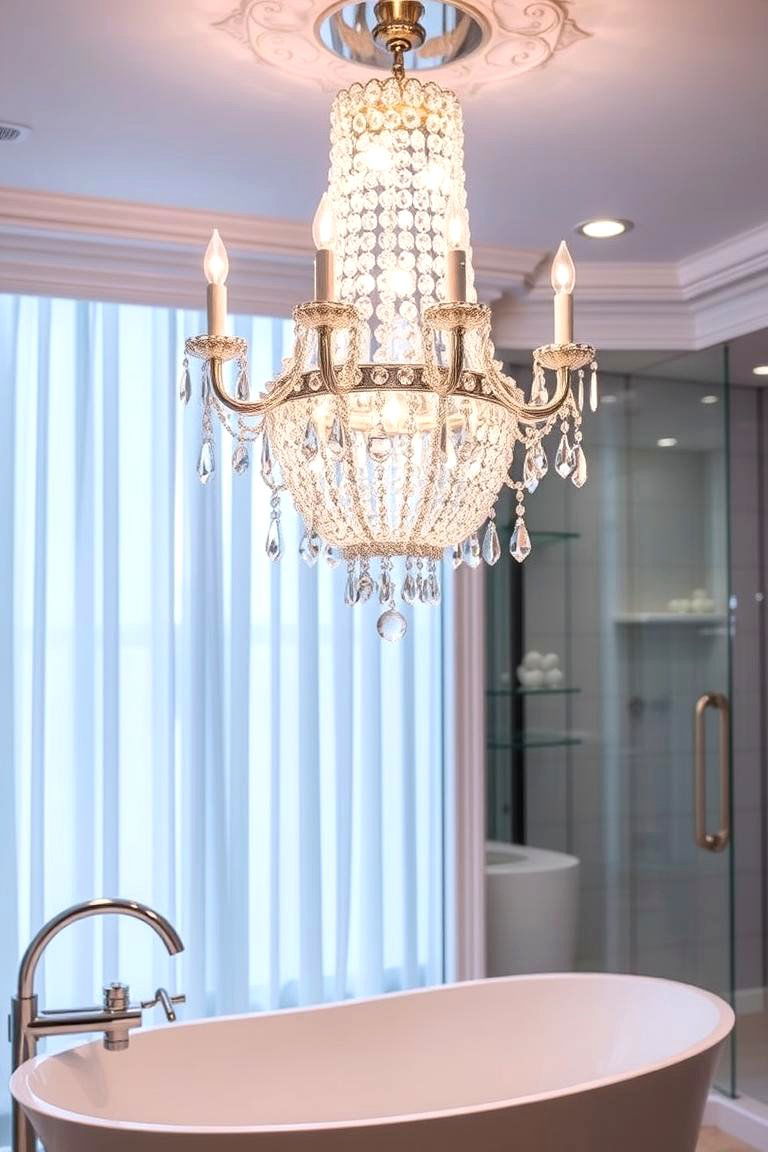 Crystal Chandelier Pendants for an Elegant Bathroom - 24 Bathroom Pendant Lighting Ideas