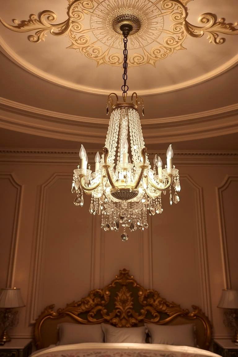 Crystal Chandelier or Pendant Light - 24 Paris-themed Bedroom Ideas