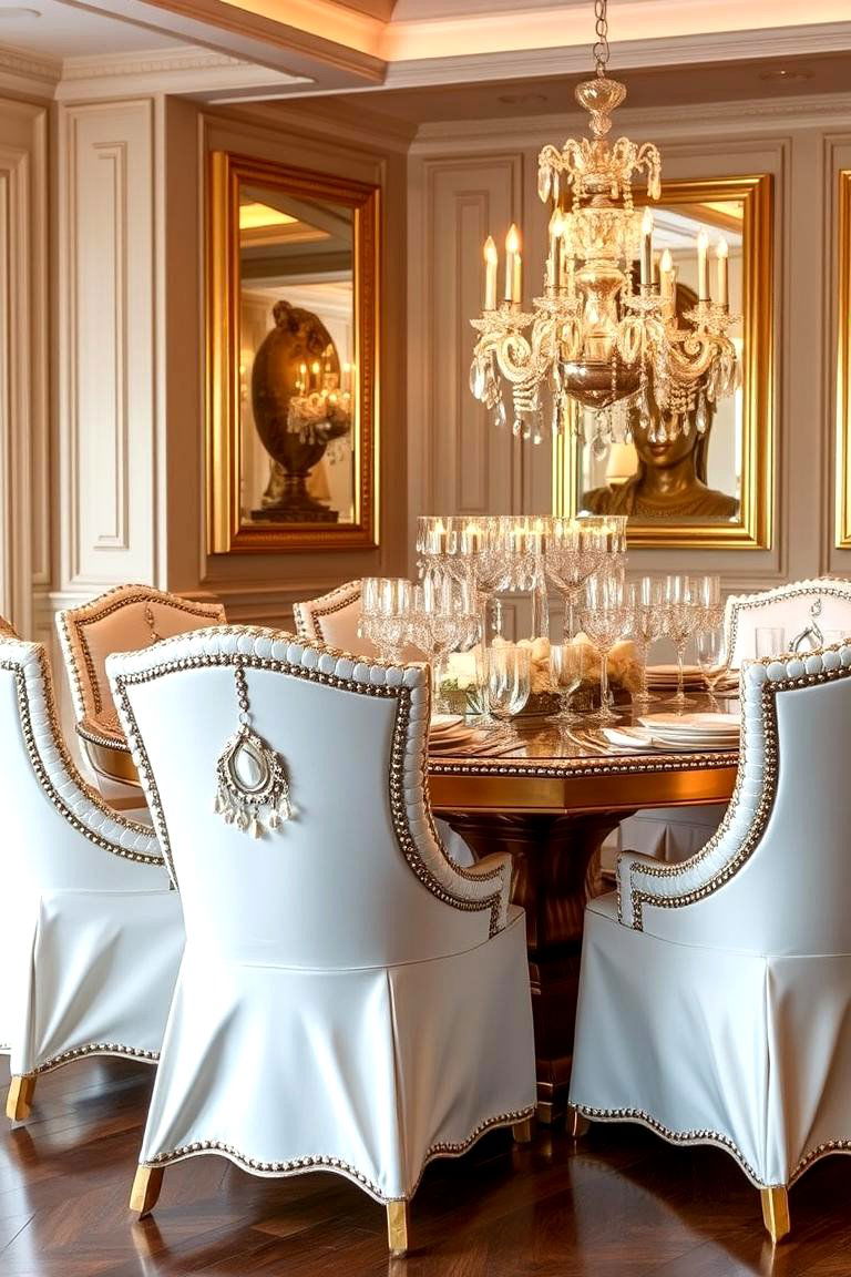 Crystal Embellished Dining Chairs - 24 Luxury Dining Room Ideas