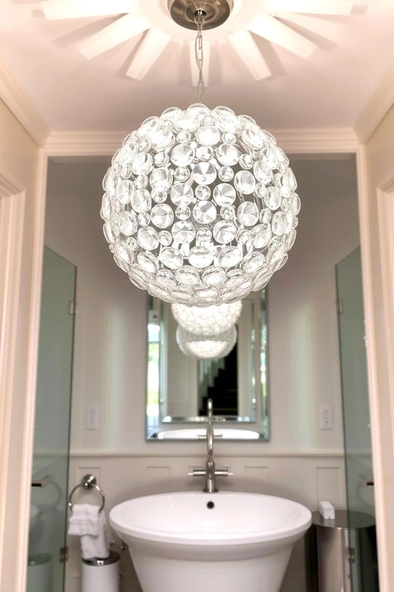 Crystal Globe Chandelier - 24 Bathroom Chandelier Ideas