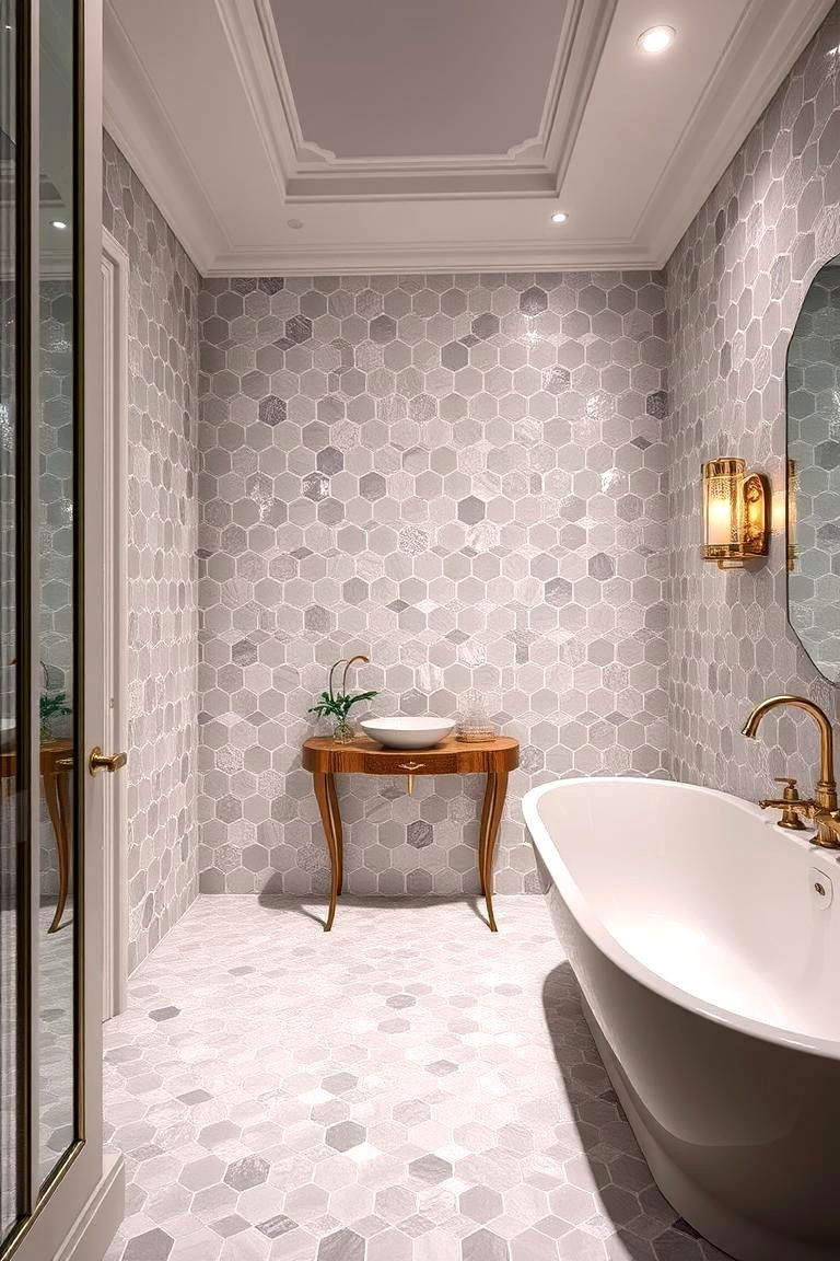 Crystal Inspired Patterns - 24 Hexagon Tiles Ideas for Bathrooms