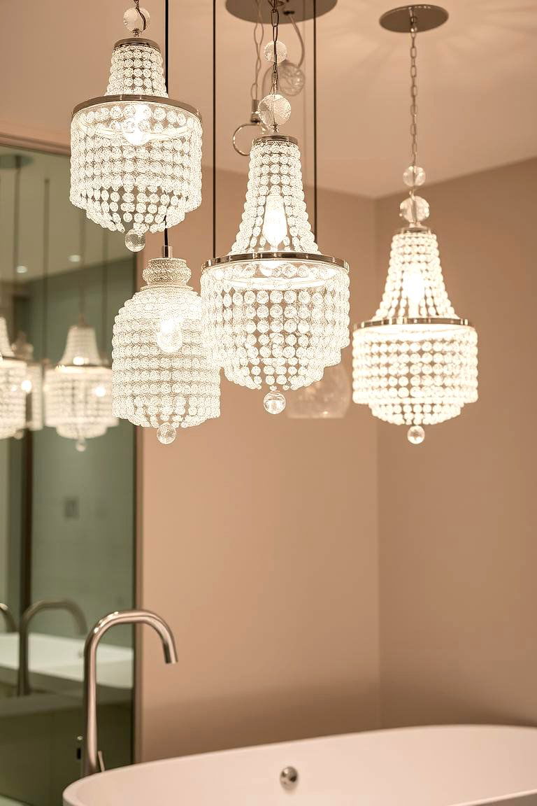 Crystal Pendant Lighting for Luxury - 24 Bathroom Pendant Lighting Ideas