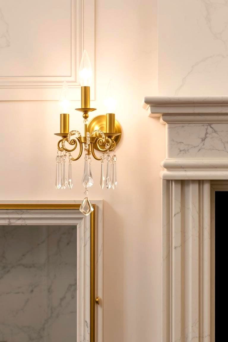 Crystal and Gold Sconce - 24 Fireplace Sconces Ideas