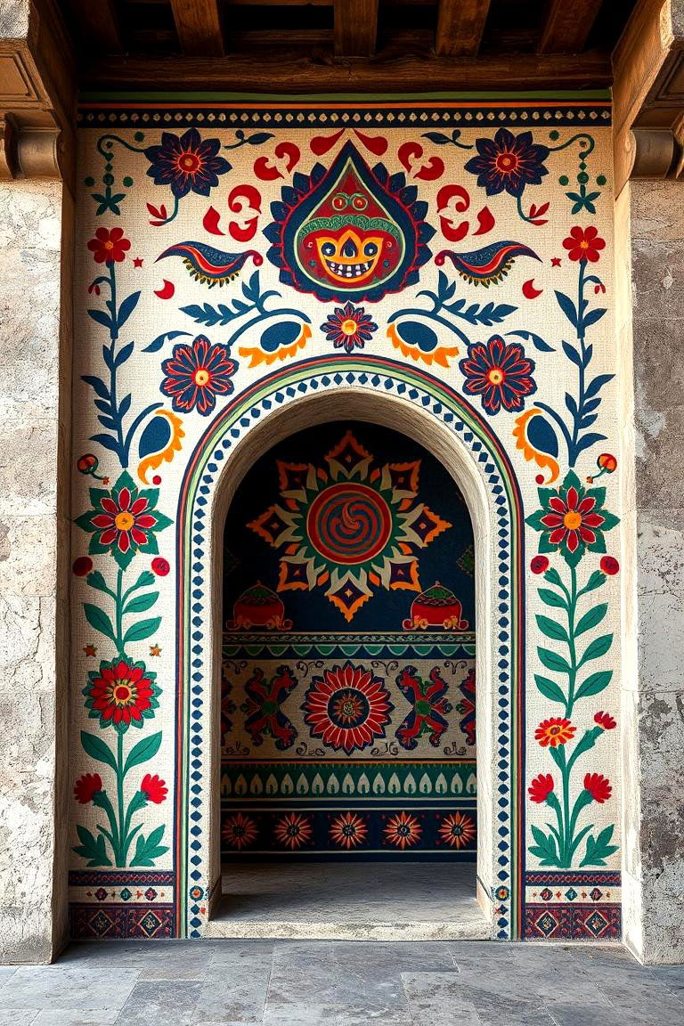 Cultural Folk Designs - 24 Concrete Walkway Painting Ideas