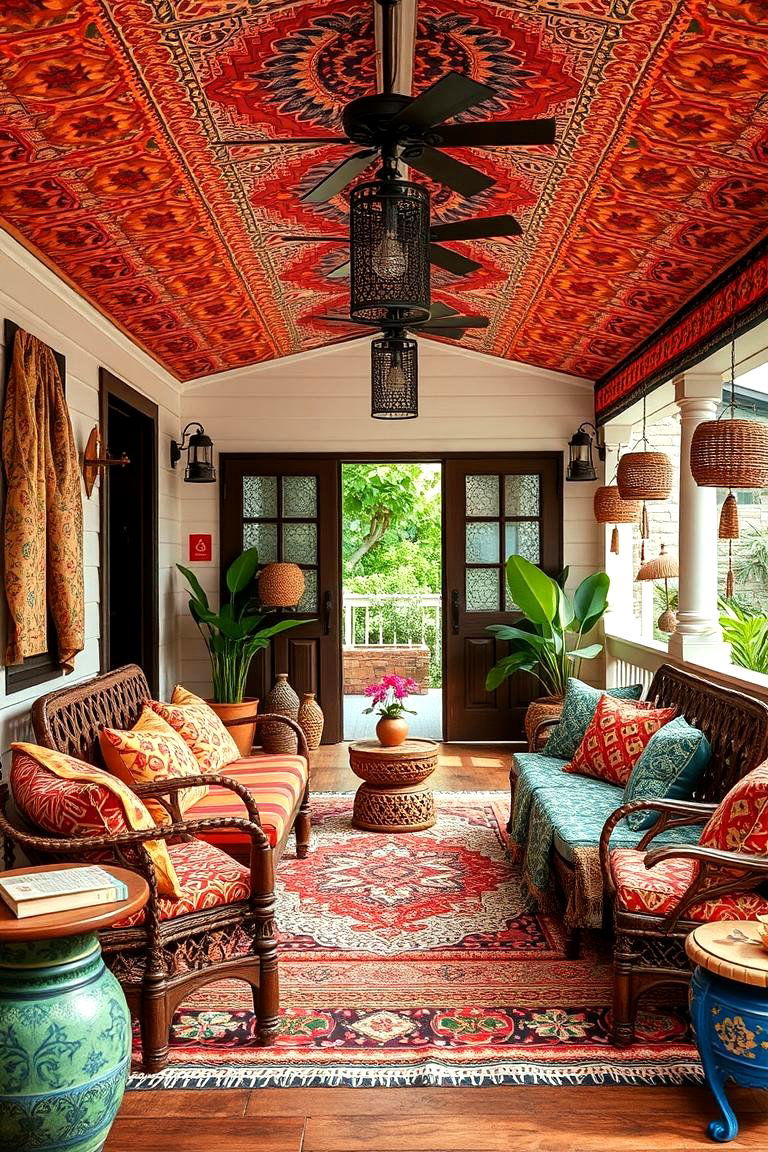 Cultural Inspired Outdoor Lounge - 24 Mobile Home Porch Ideas